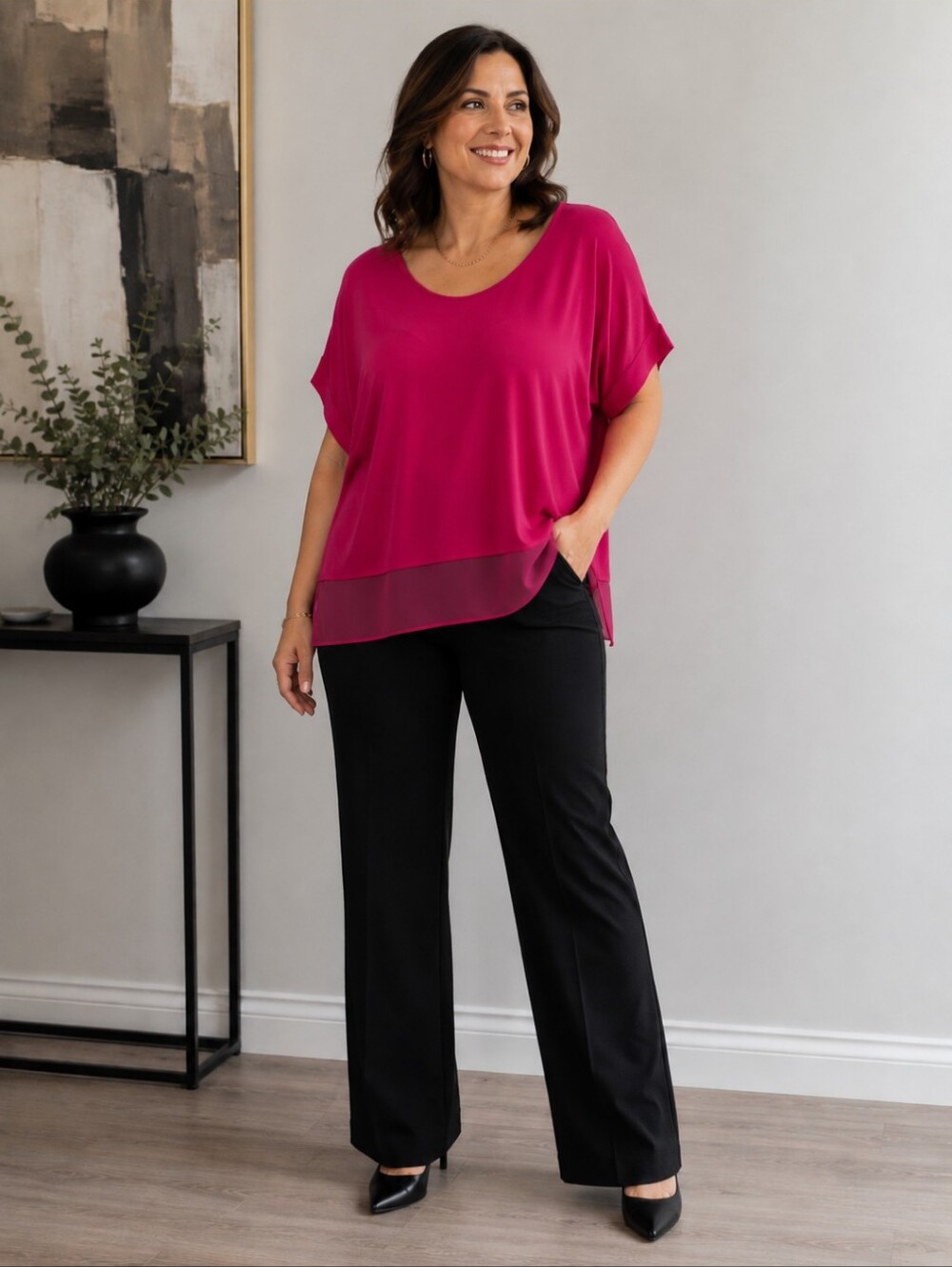 🔵 Calvin Klein Fuchsia Short Sleeve Top